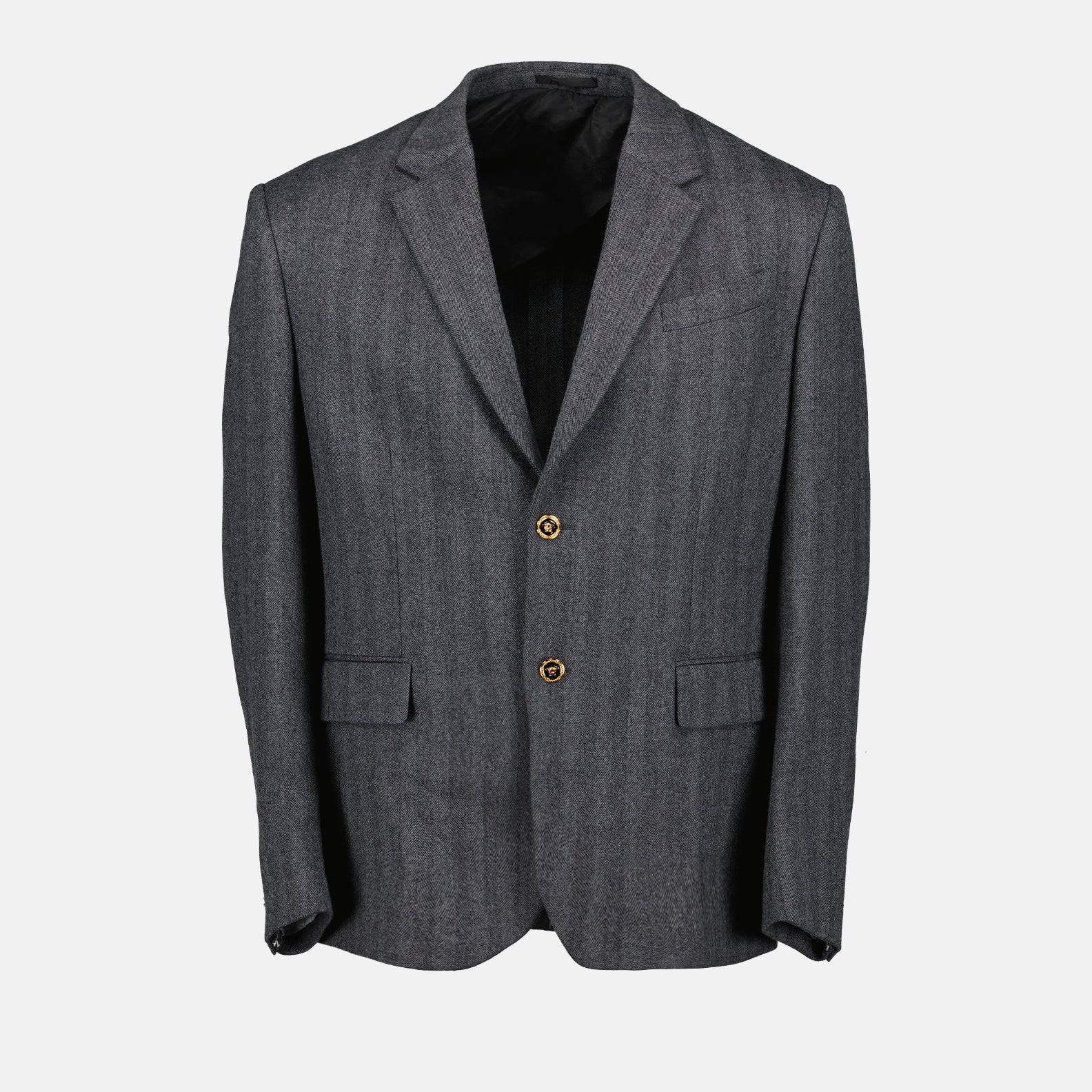 luxury blazer, grey wool blazer, Versace blazer, tailored jacket, elegant menswear