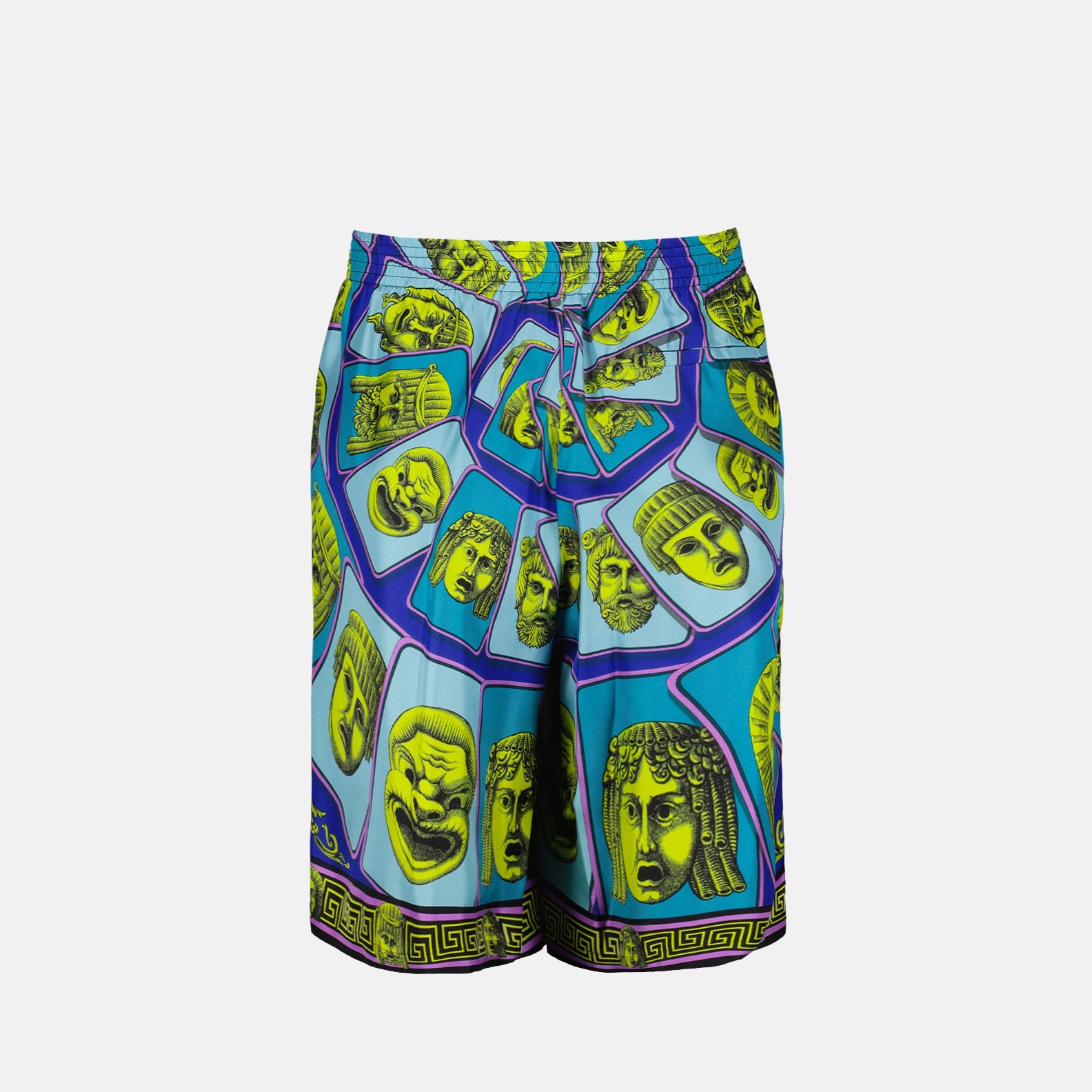 Versace shorts, silk shorts, La Maschera, luxury men’s fashion, designer men’s shorts