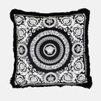 Versace Barocco cushion, luxury home decor, black and white cushion, designer cushion, Versace home accessories