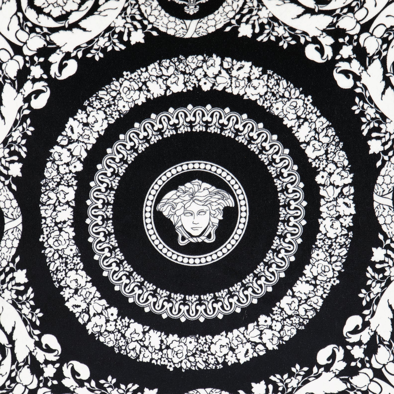 Versace Barocco cushion, luxury home decor, black and white cushion, designer cushion, Versace home accessories