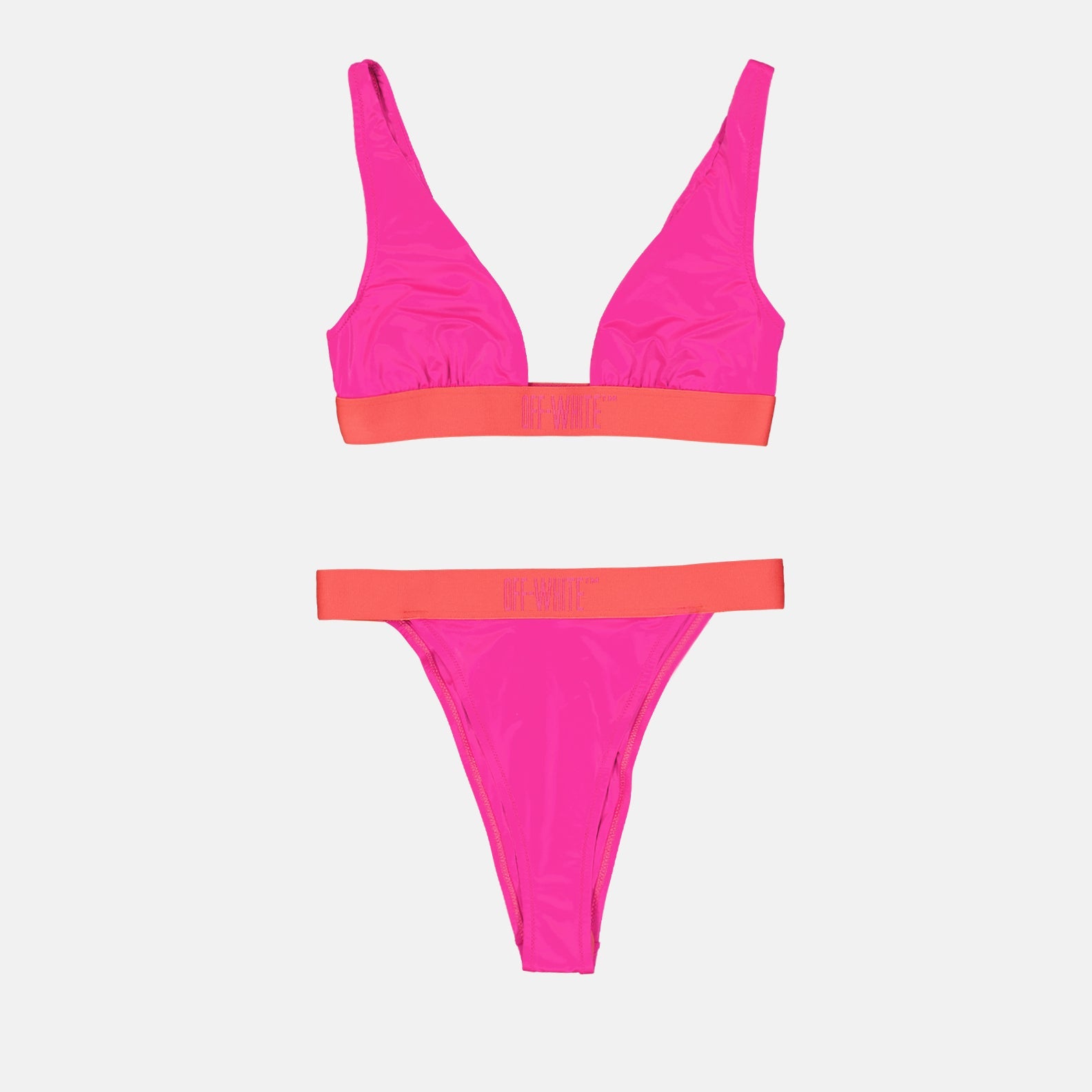 Off-White bikini, luxury swimwear, triangle bikini, rose and orange bikini, designer beachwear