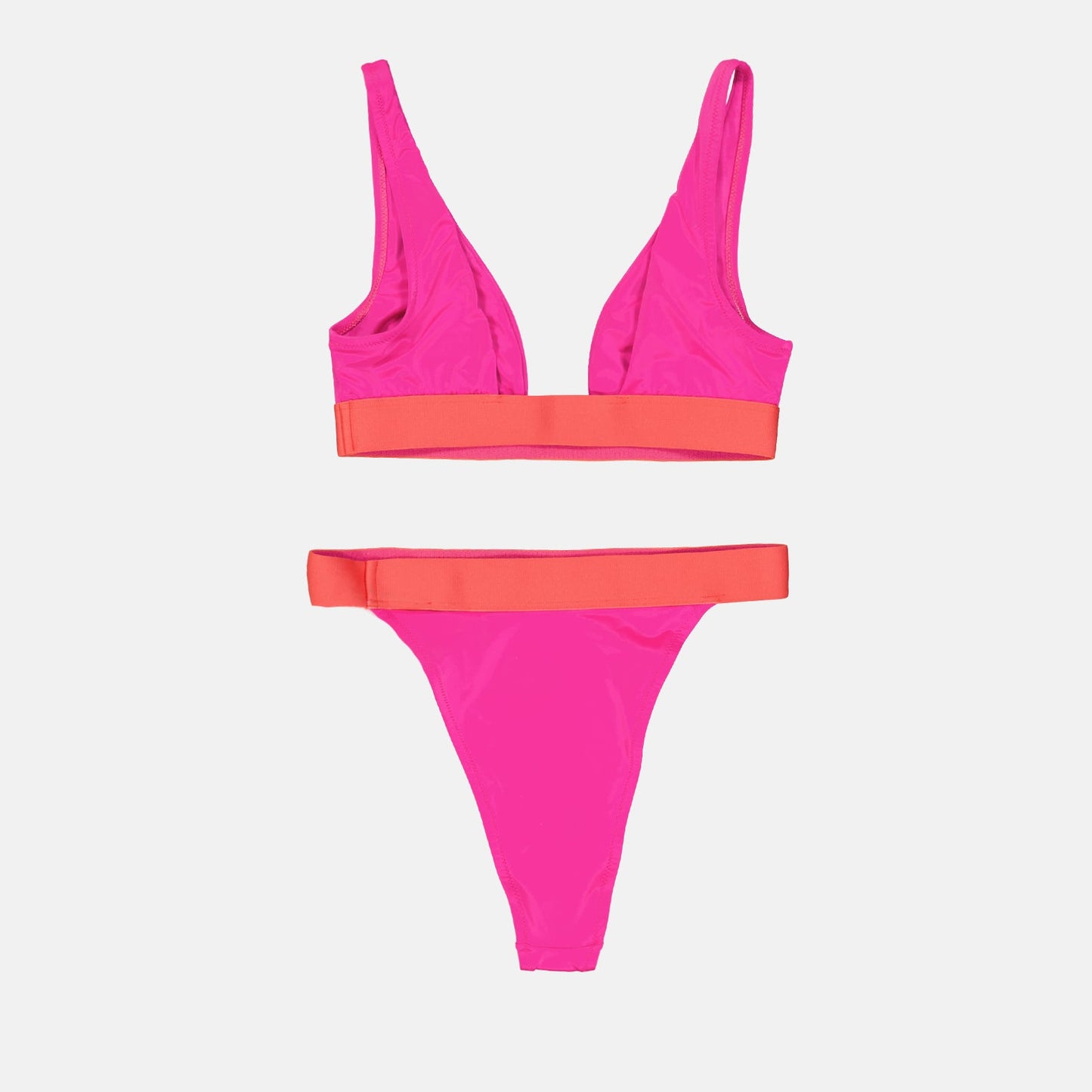 Off-White bikini, luxury swimwear, triangle bikini, rose and orange bikini, designer beachwear