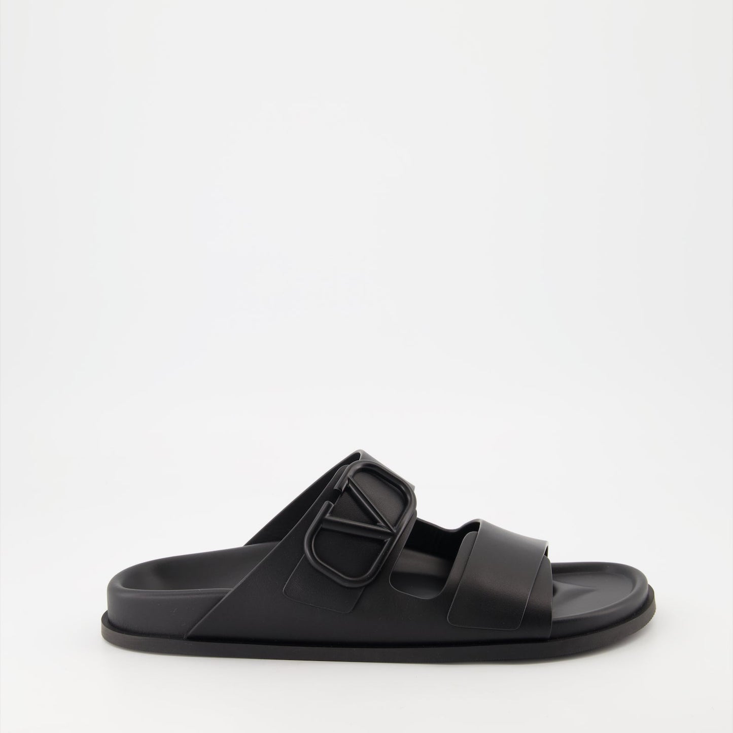 Valentino Garavani, VLogo Sandals, Men's Luxury Sandals, Black Leather Sandals, Designer Footwear