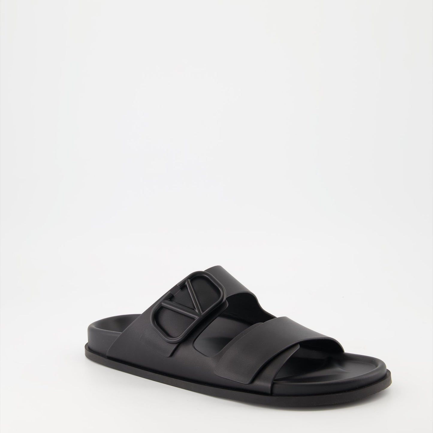 Valentino Garavani, VLogo Sandals, Men's Luxury Sandals, Black Leather Sandals, Designer Footwear