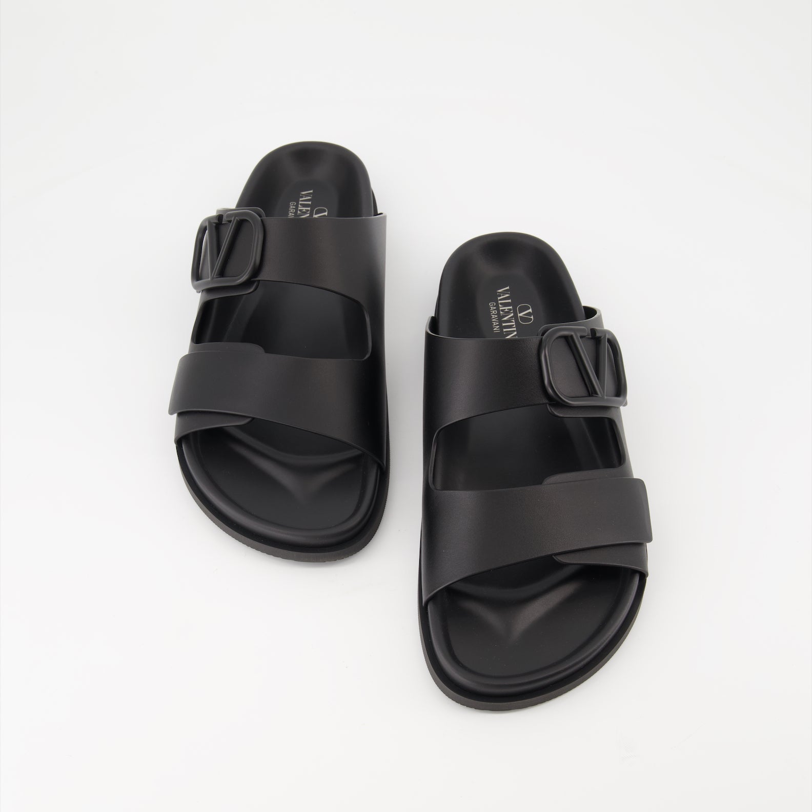 Valentino Garavani, VLogo Sandals, Men's Luxury Sandals, Black Leather Sandals, Designer Footwear