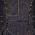 Asymmetric denim dress, Alexander McQueen dress, zip closure dress, leather label dress, raw grey denim