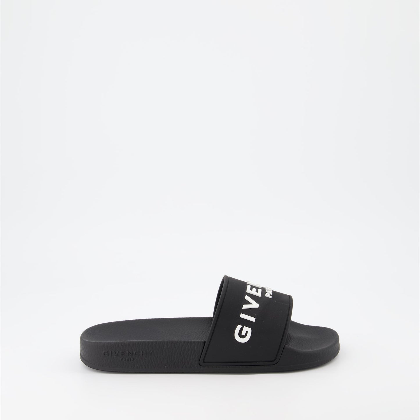 Givenchy sandals, logo sandals, slip-on sandals, rubber sole sandals, open toe sandals