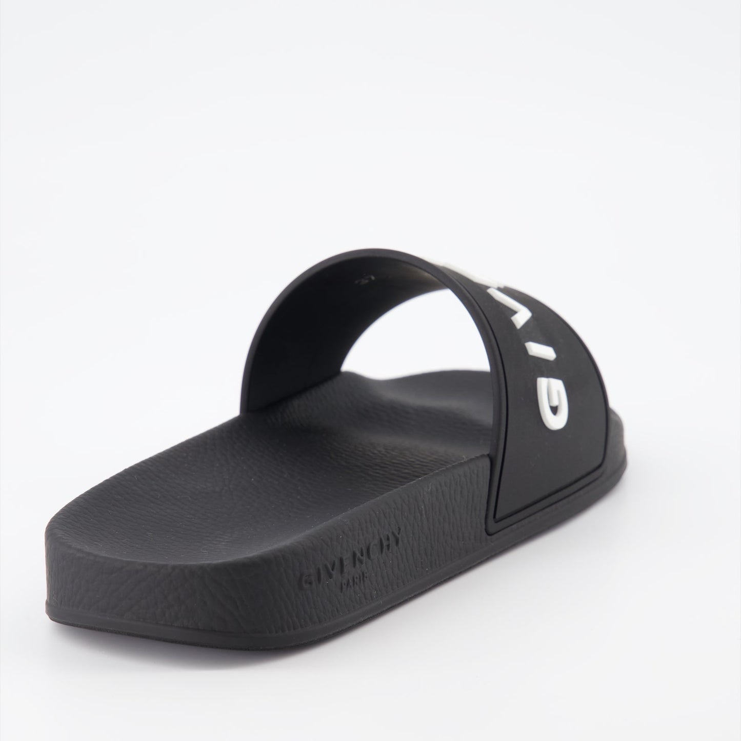 Givenchy sandals, logo sandals, slip-on sandals, rubber sole sandals, open toe sandals