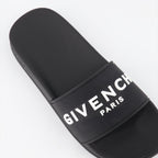 Givenchy sandals, logo sandals, slip-on sandals, rubber sole sandals, open toe sandals