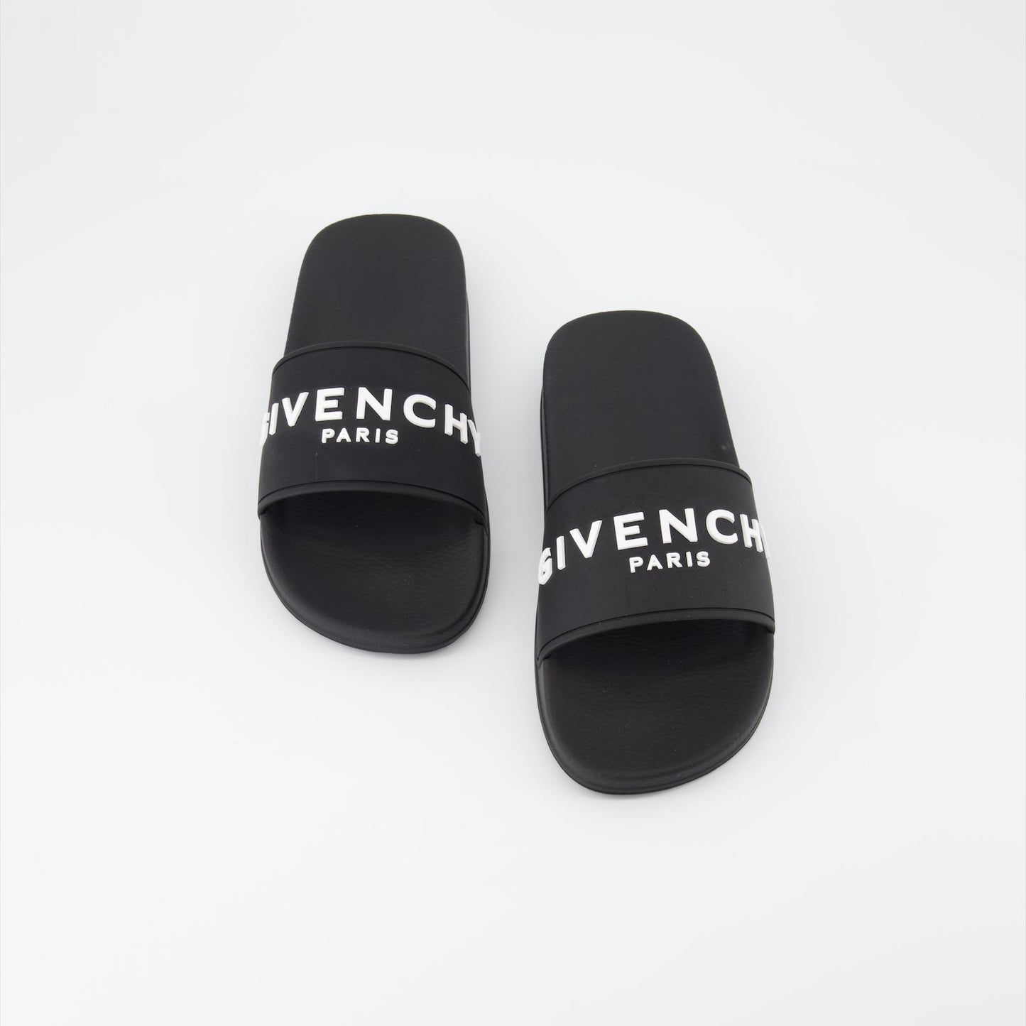 Givenchy sandals, logo sandals, slip-on sandals, rubber sole sandals, open toe sandals