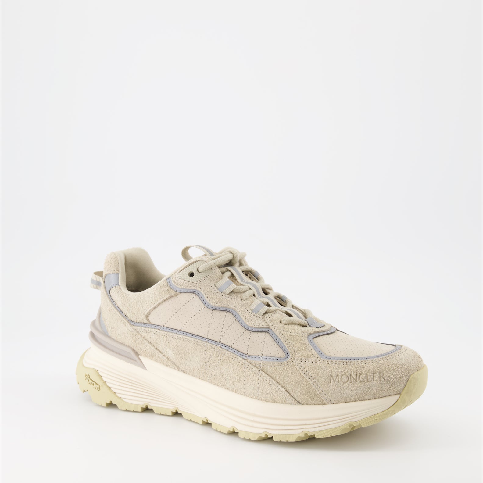 Moncler sneakers, beige suede sneakers, men's luxury footwear, casual luxury sneakers, Moncler Lite Runner