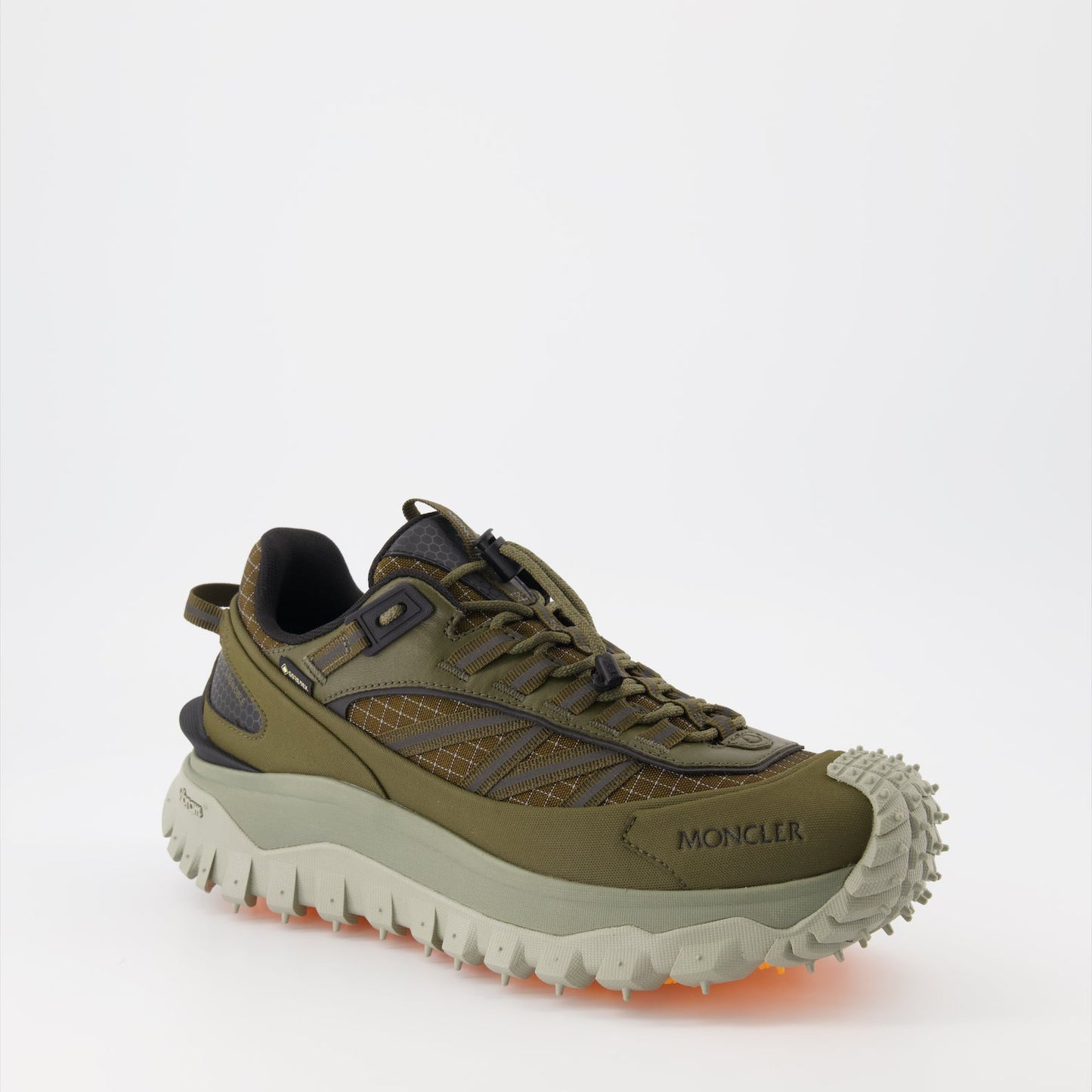 Moncler sneakers, luxury trail shoes, men's high-end sneakers, Trailgrip GTX, green athletic shoes