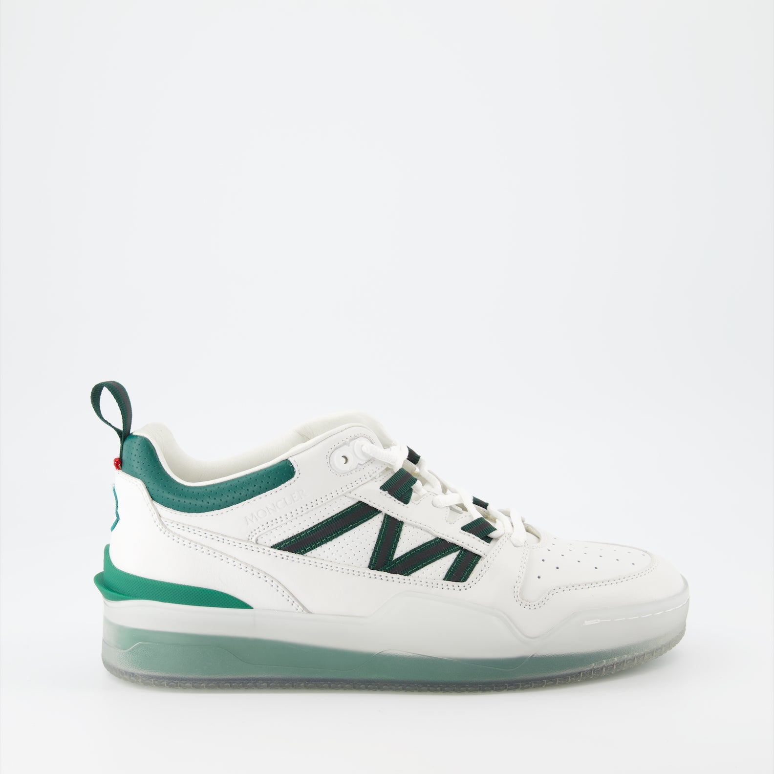 Moncler sneakers, luxury men's sneakers, white-green sneakers, high-end footwear, elegant casual shoes