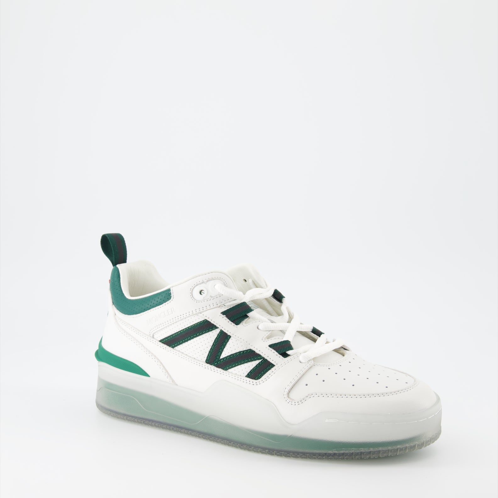 Moncler sneakers, luxury men's sneakers, white-green sneakers, high-end footwear, elegant casual shoes