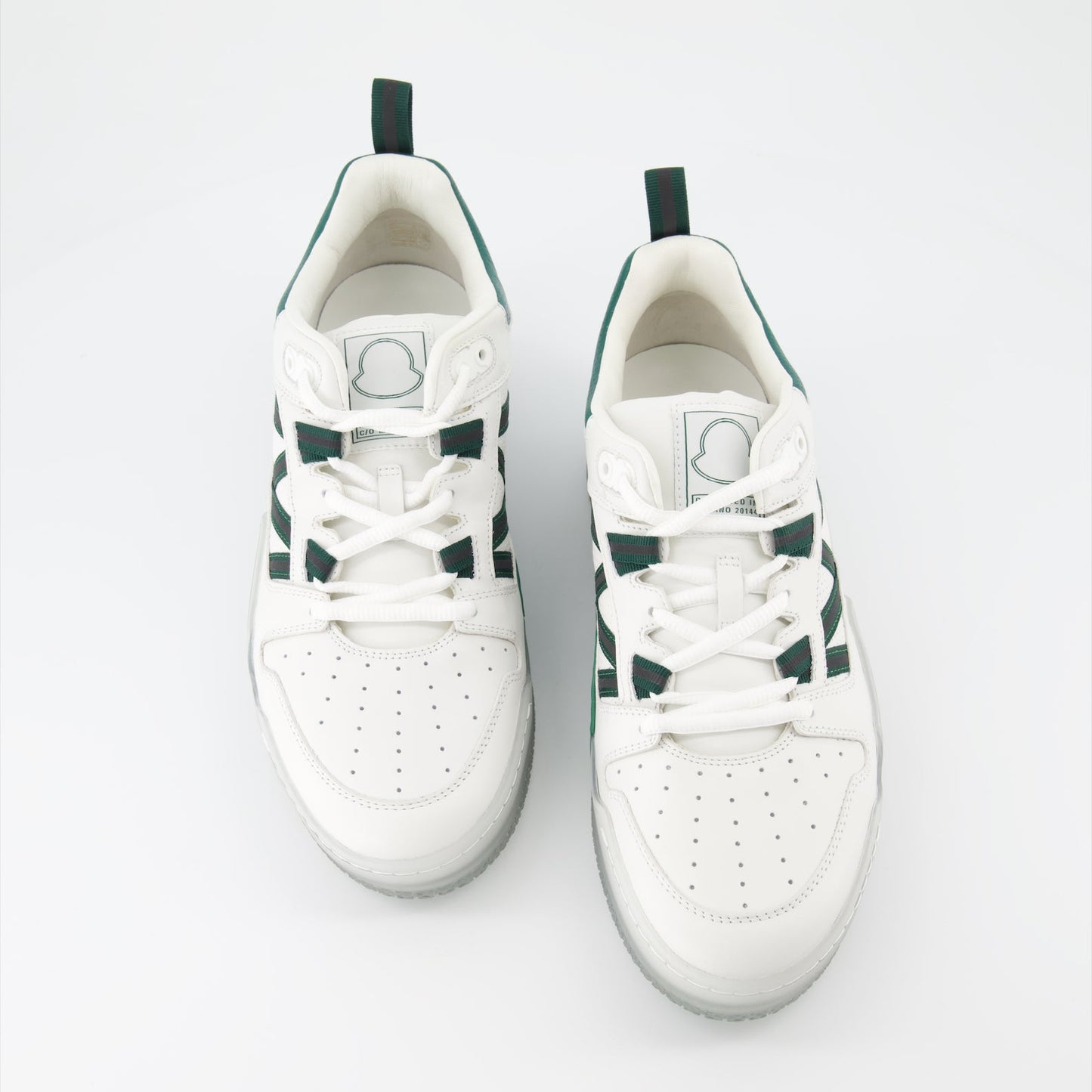 Moncler sneakers, luxury men's sneakers, white-green sneakers, high-end footwear, elegant casual shoes