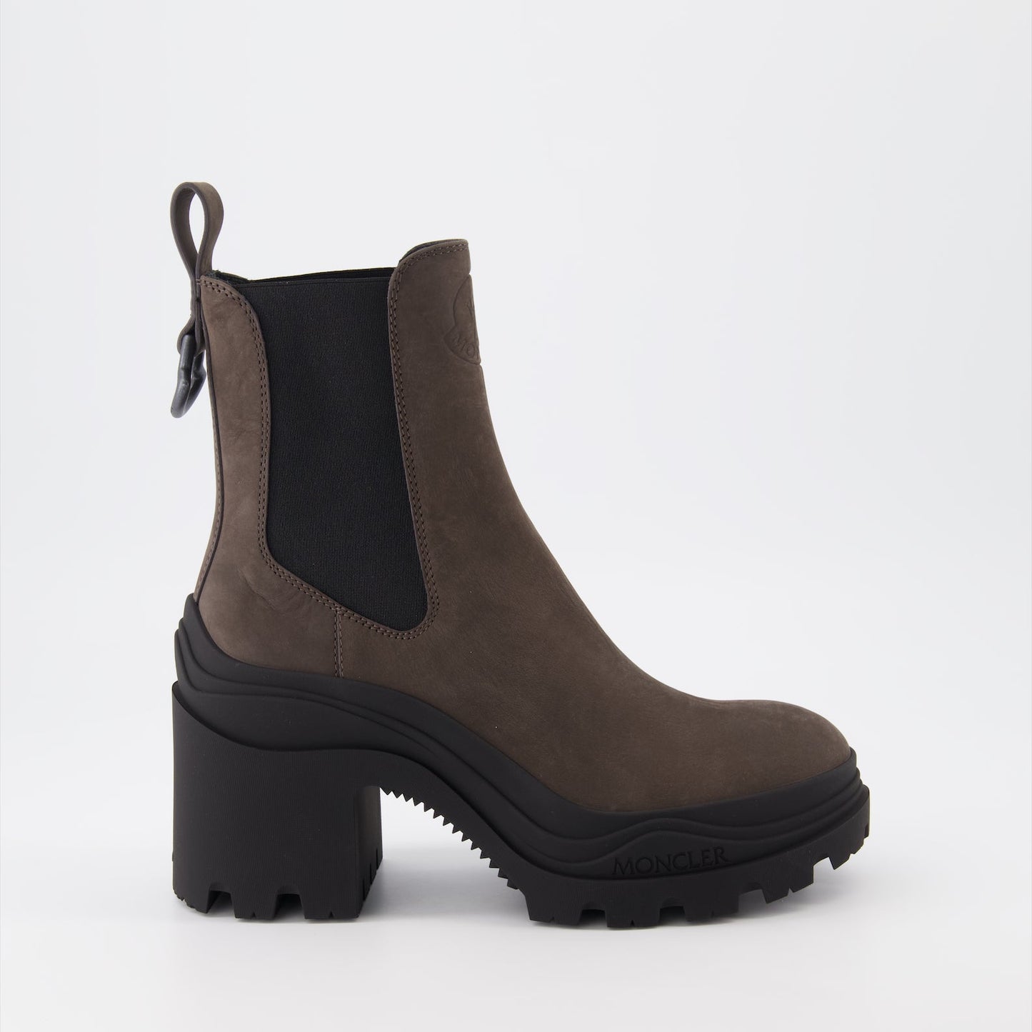 Moncler ankle boots, women's luxury footwear, brown leather boots, Moncler boots, elegant women’s boots