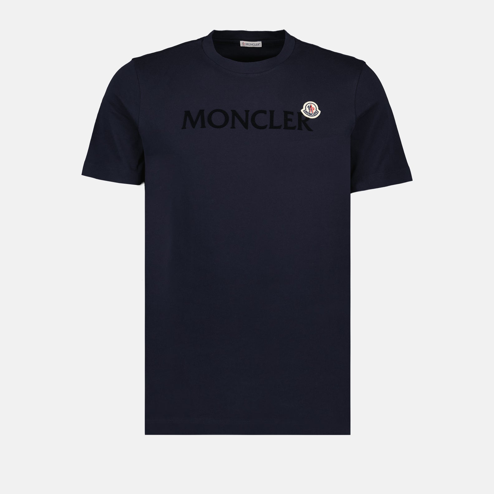 Moncler, men's luxury T-shirt, blue T-shirt, double logo T-shirt, high-end fashion