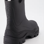 Moncler, luxury ankle boots, women’s black boots, high-end footwear, designer rain boots