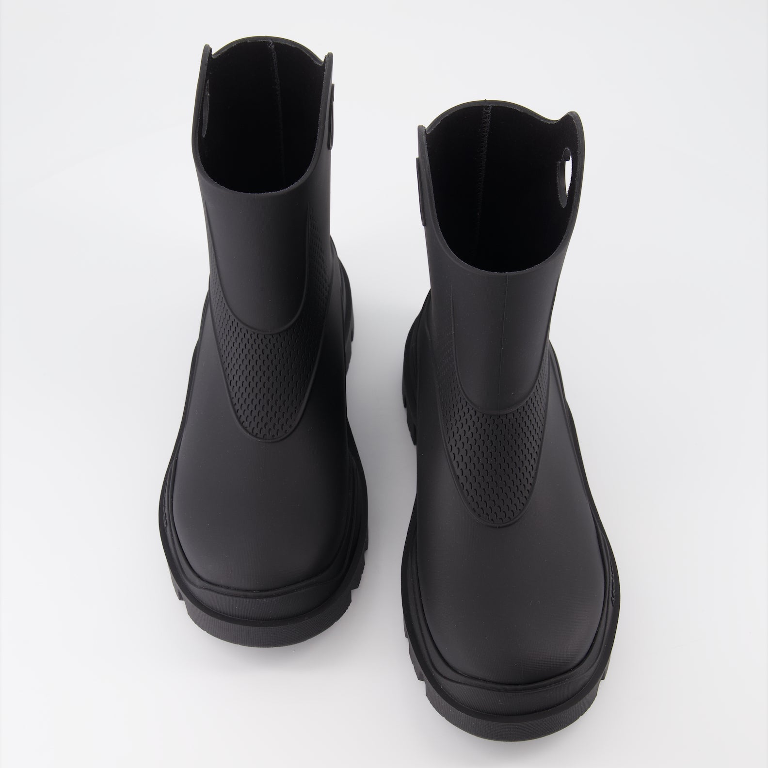 Moncler, luxury ankle boots, women’s black boots, high-end footwear, designer rain boots