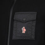 luxury wool jacket, Moncler Grenoble jacket, black hooded jacket, designer outerwear, high-end wool jacket