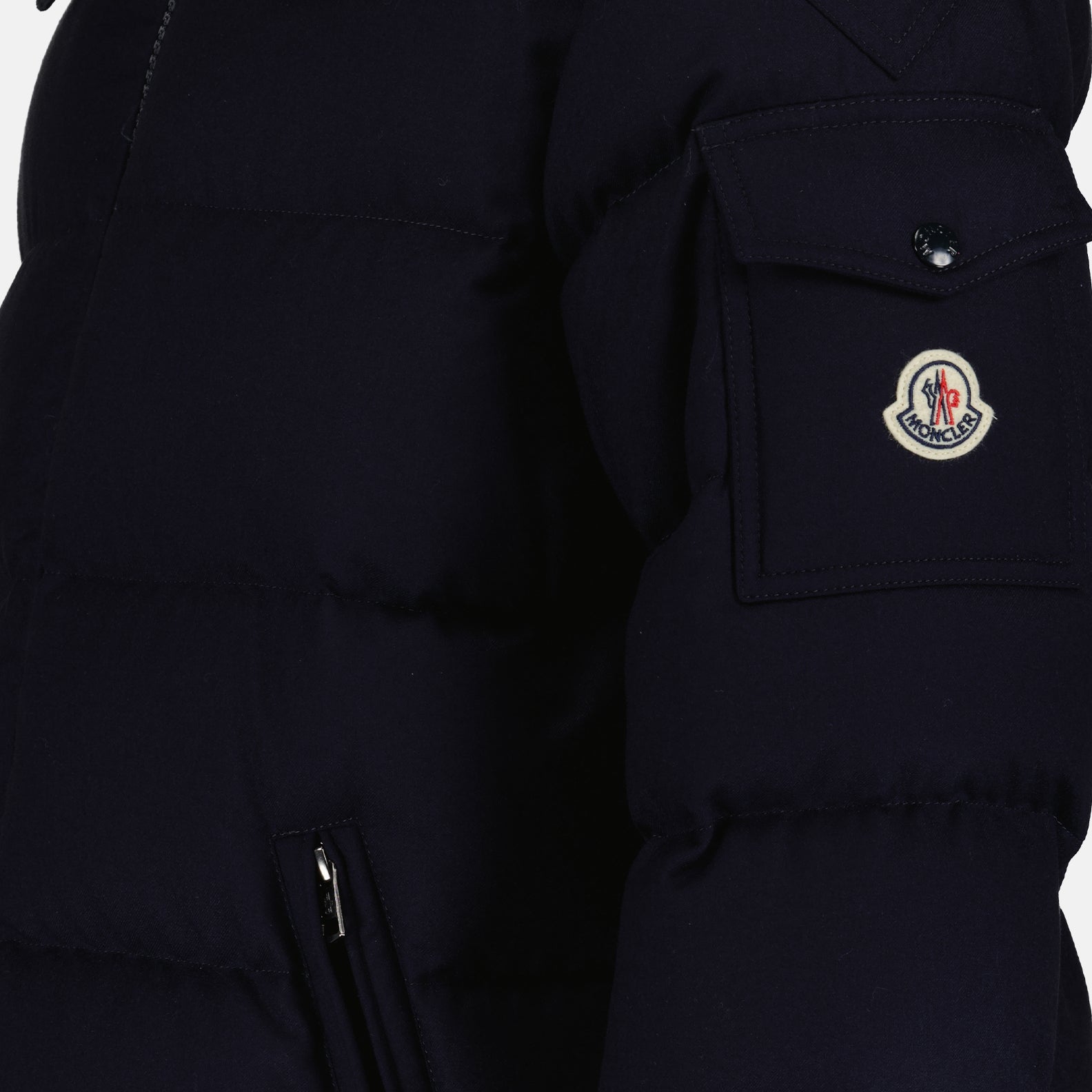 Moncler, Montgenevre, navy blue puffer jacket, luxury men's outerwear, high-end winter jacket