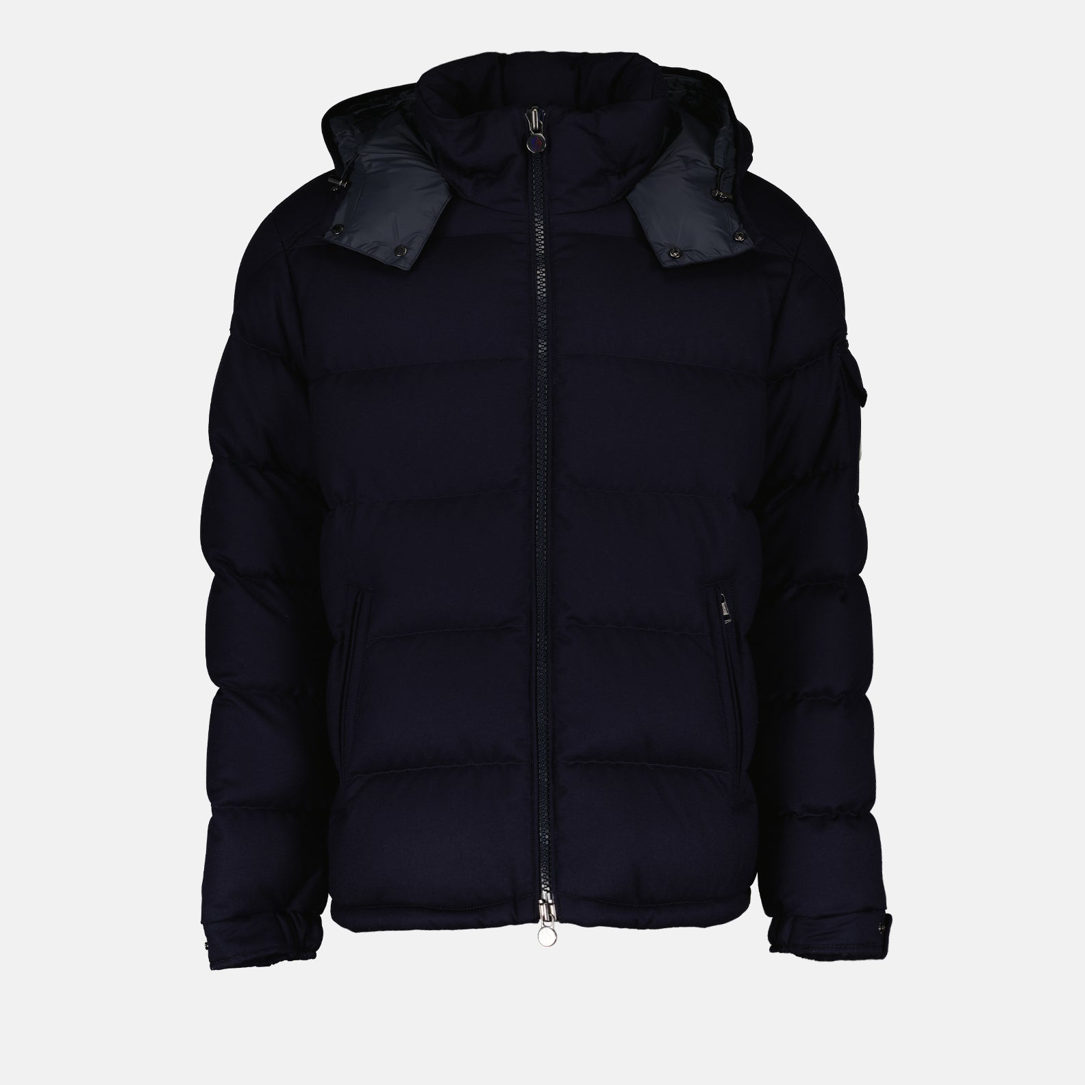 Moncler, Montgenevre, navy blue puffer jacket, luxury men's outerwear, high-end winter jacket