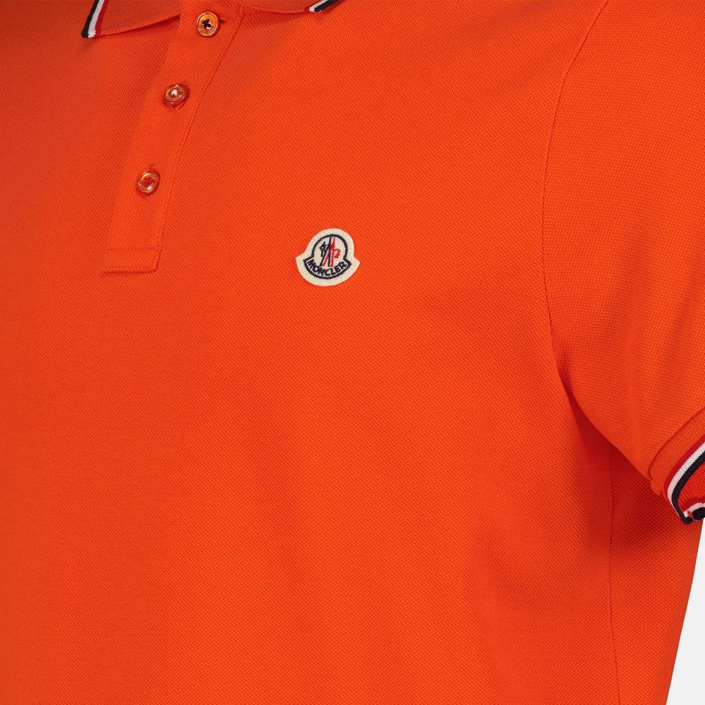 Moncler, Orange Polo, Men's Luxury Polo, Designer Polo Shirt, Elegant Casual Wear
