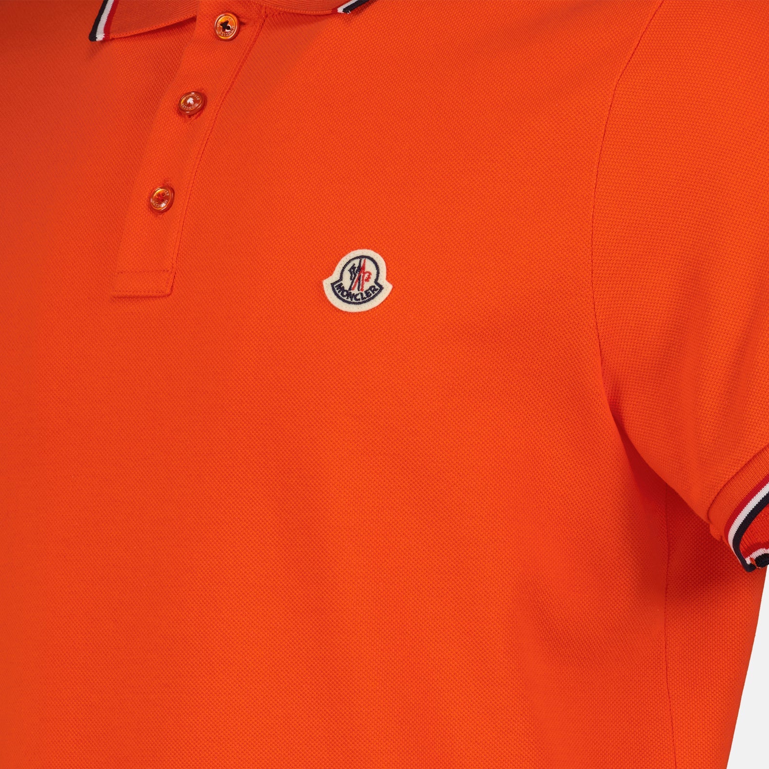 Moncler, Orange Polo, Men's Luxury Polo, Designer Polo Shirt, Elegant Casual Wear