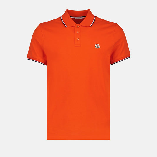 Moncler, Orange Polo, Men's Luxury Polo, Designer Polo Shirt, Elegant Casual Wear