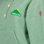 velvet sweatshirt, Moncler Grenoble, luxury casual wear, green sweatshirt, high-end fashion