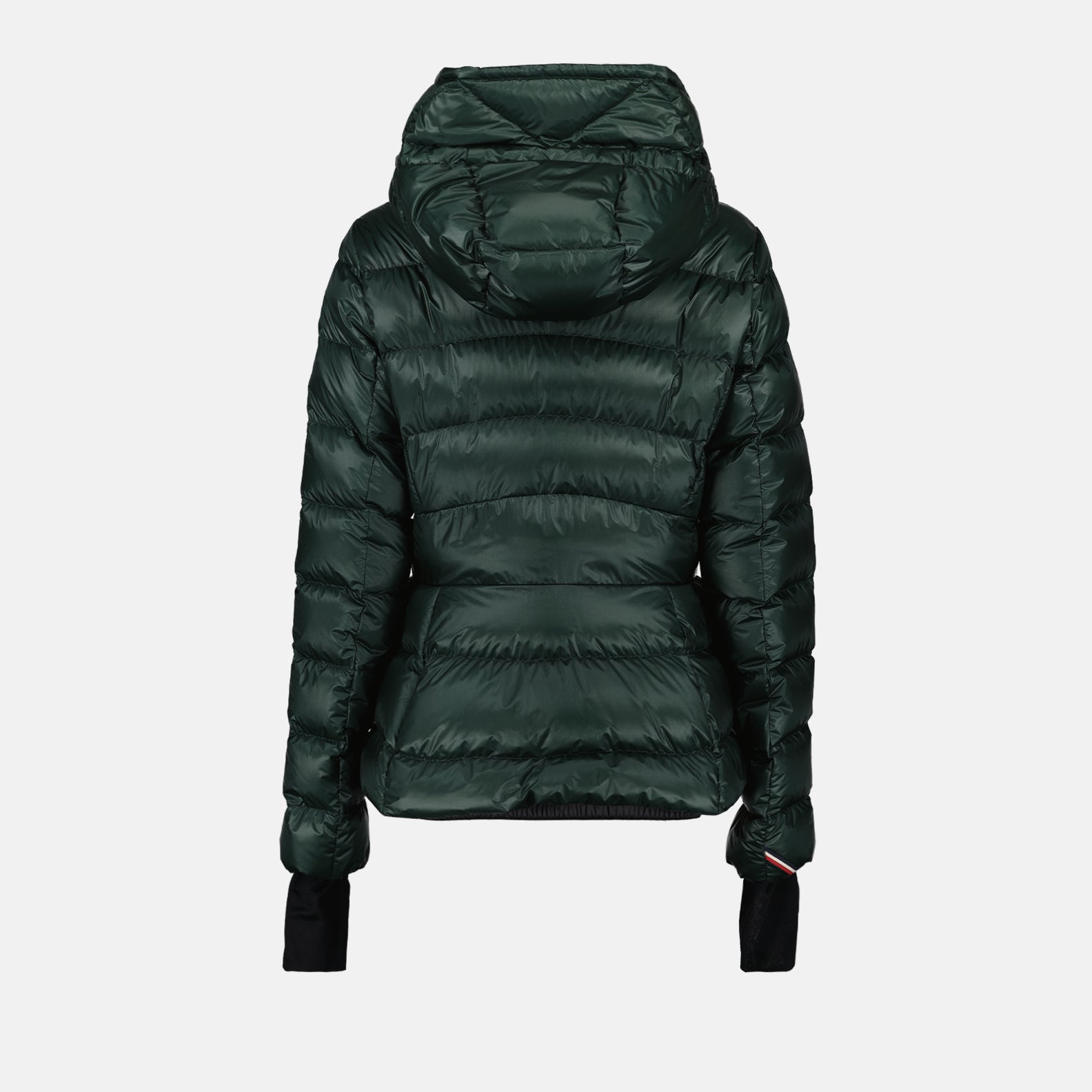 Moncler, down jacket, winter wear, luxury fashion, green nylon jacket