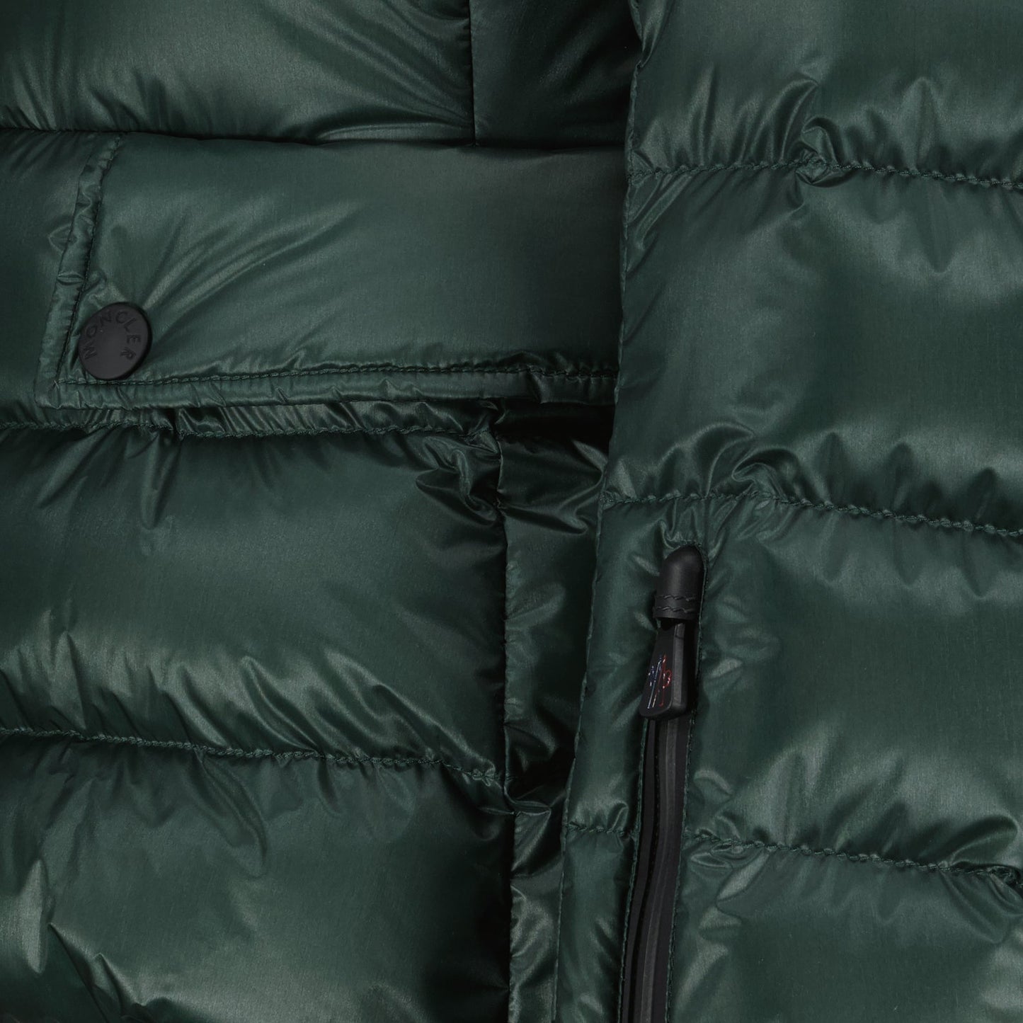 Moncler, down jacket, winter wear, luxury fashion, green nylon jacket