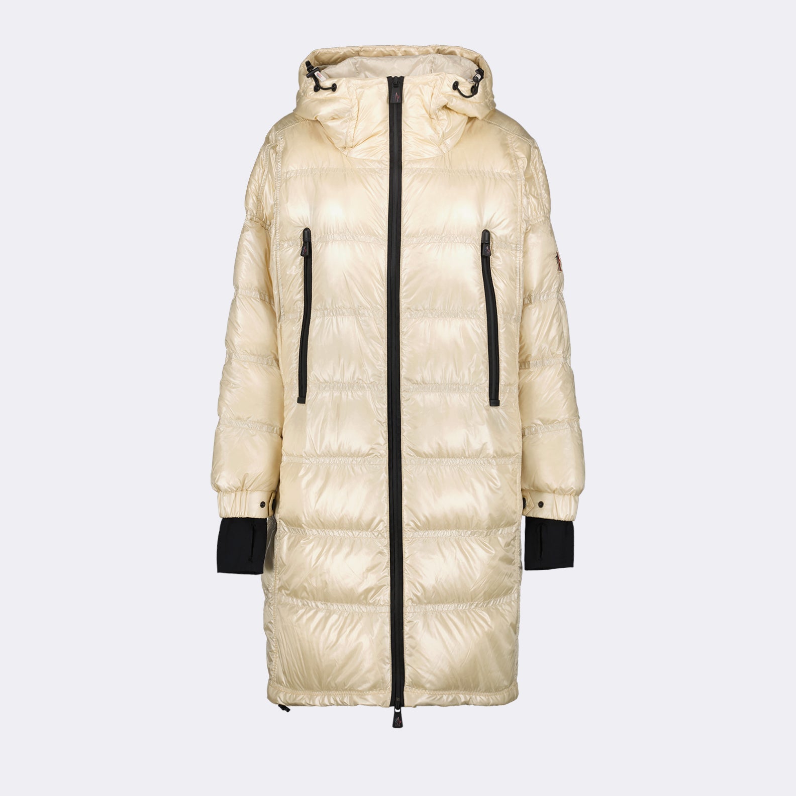 Moncler Grenoble, women's down jacket, beige puffer jacket, luxury outerwear, high-end winter coat