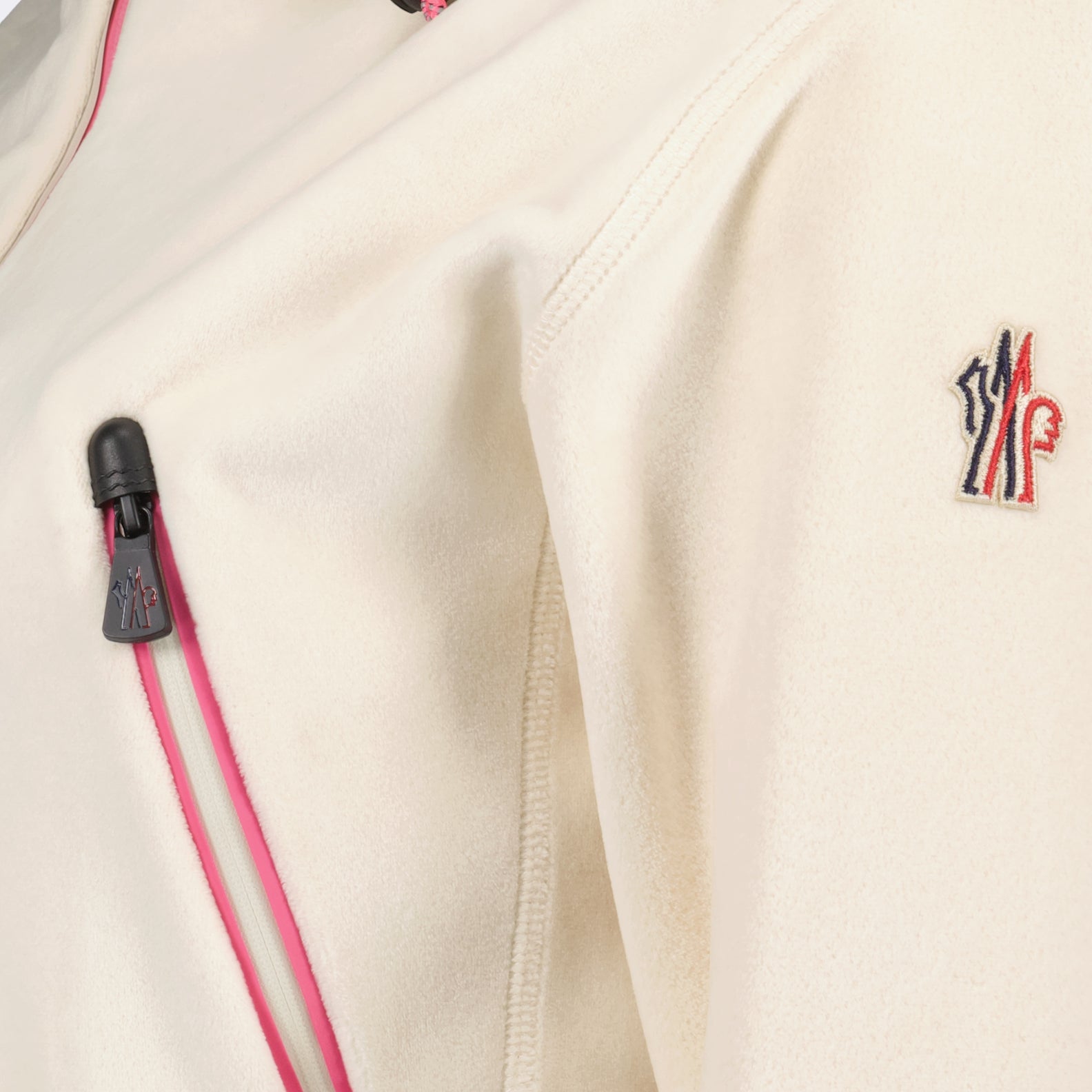 Moncler Grenoble, velvet jacket, beige-pink jacket, women's luxury outerwear, elegant women's jacket