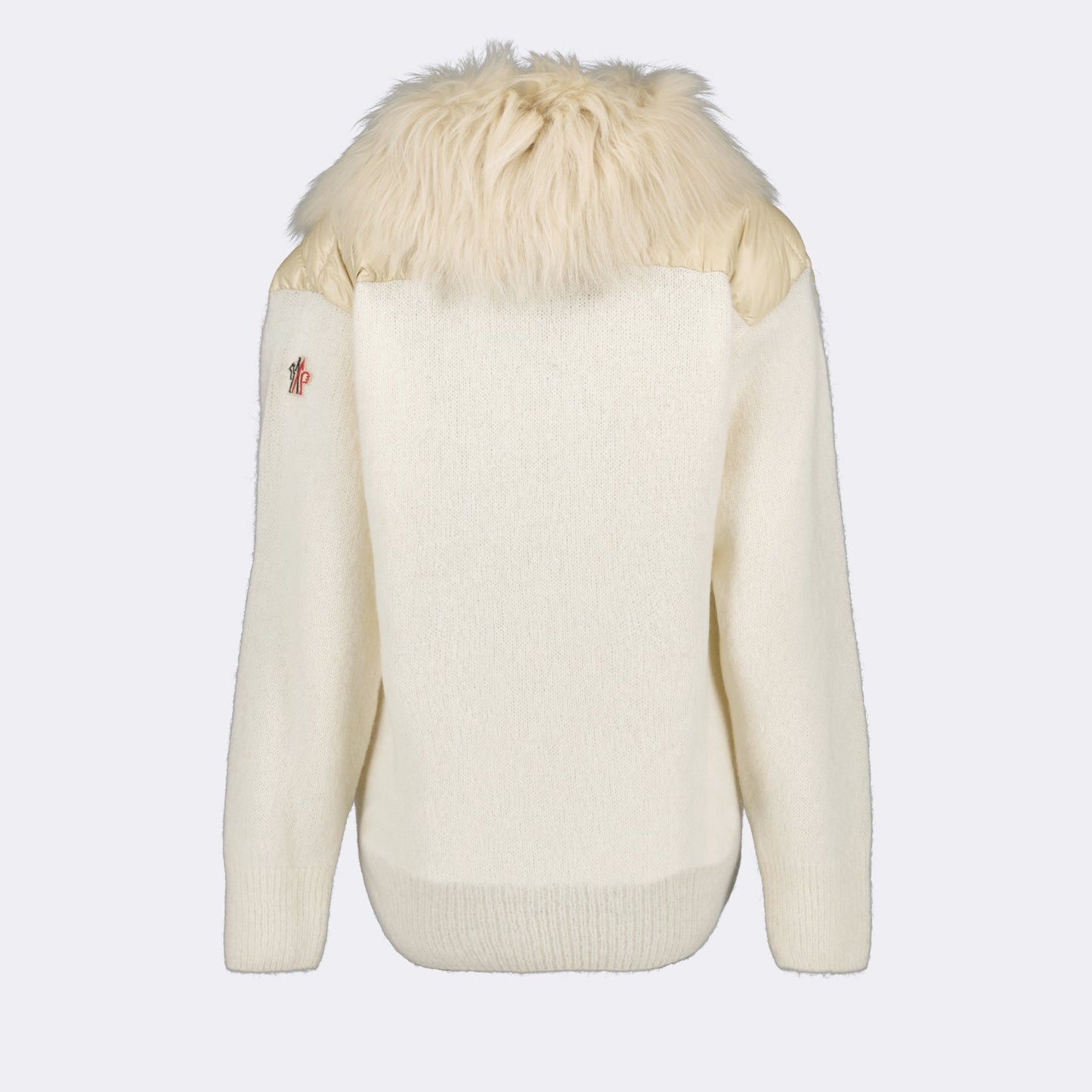 Moncler Grenoble, luxury jacket, beige outerwear, bi-material jacket, high-end fashion