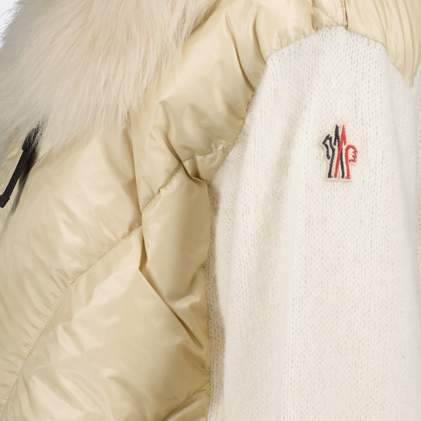 Moncler Grenoble, luxury jacket, beige outerwear, bi-material jacket, high-end fashion