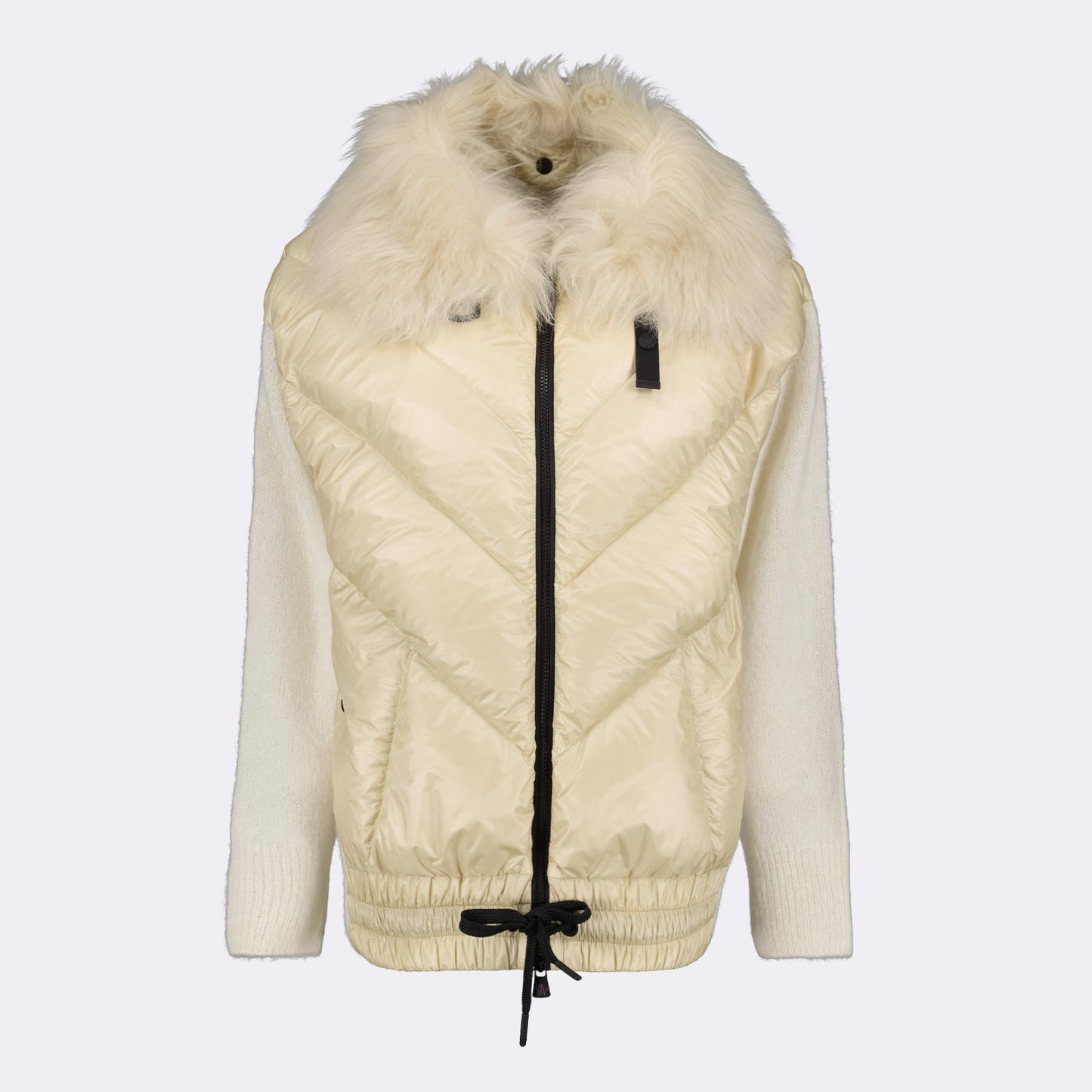 Moncler Grenoble, luxury jacket, beige outerwear, bi-material jacket, high-end fashion