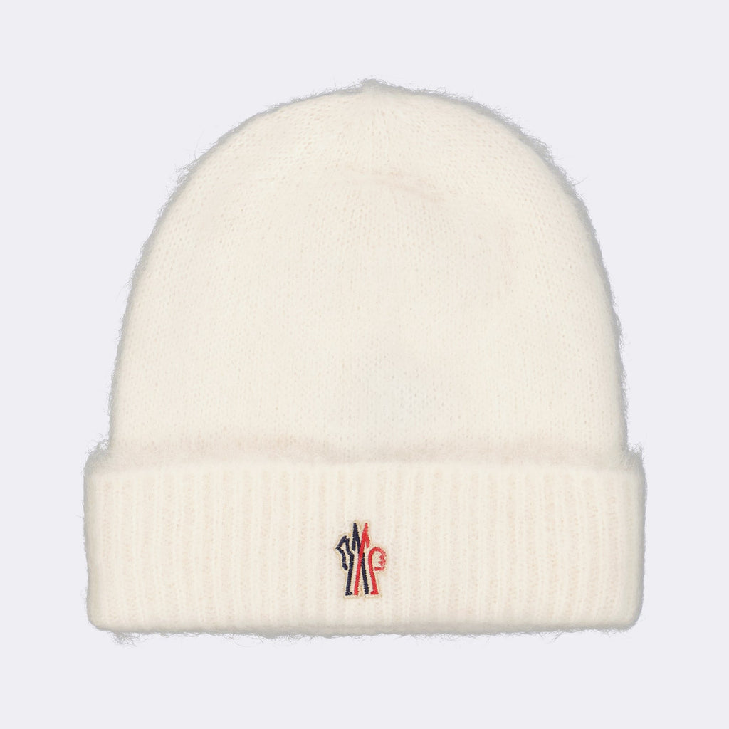 alpaca beanie, white beanie, Moncler Grenoble, luxury winter accessories, high-end beanie