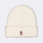 alpaca beanie, white beanie, Moncler Grenoble, luxury winter accessories, high-end beanie