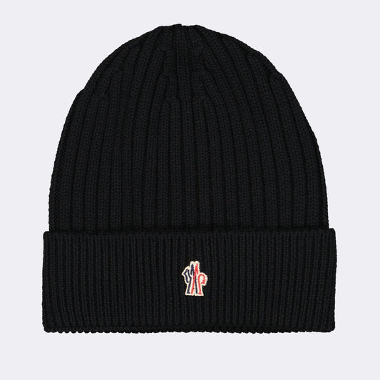 Moncler Grenoble, Black Beanie, Luxury Accessories, Logo Beanie, High-End Fashion