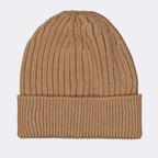 Moncler beanie, luxury brown beanie, designer winter accessory, Moncler Grenoble logo, elegant beanie