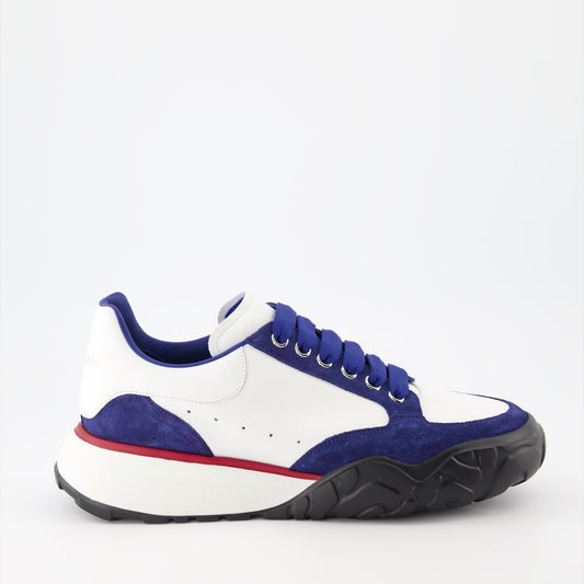 luxury trainers, Alexander McQueen, blue trainers, high-end footwear, designer sneakers