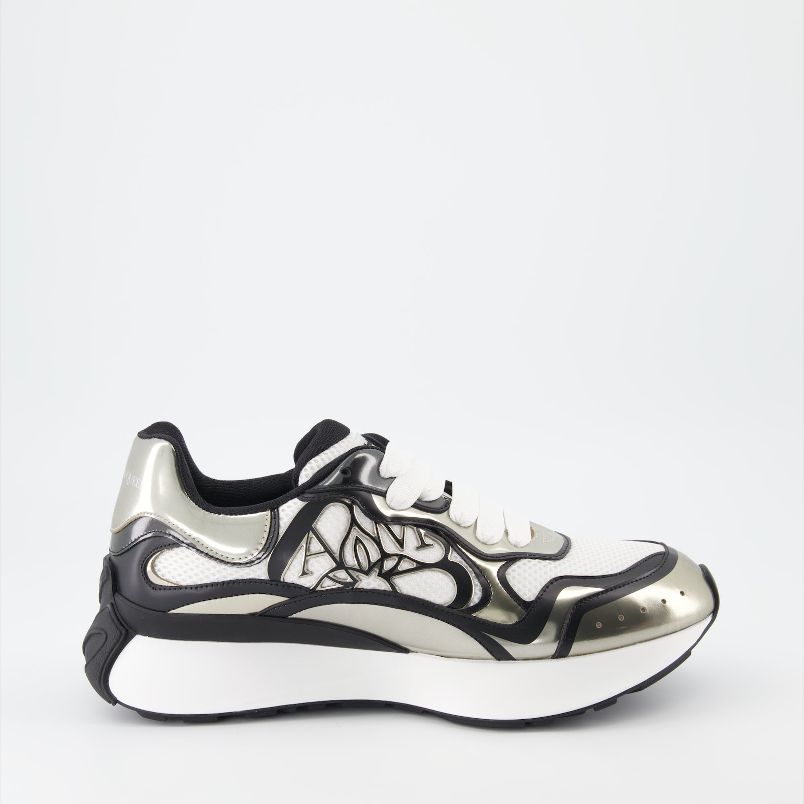 Alexander McQueen, men's luxury sneakers, metallic finish sneakers, high-end footwear, Sprint Runner Sneakers
