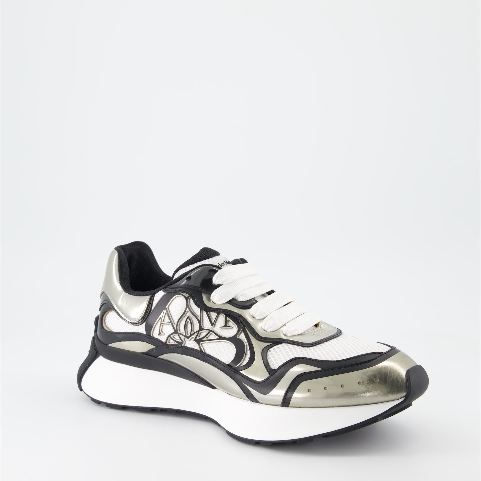 Alexander McQueen, men's luxury sneakers, metallic finish sneakers, high-end footwear, Sprint Runner Sneakers