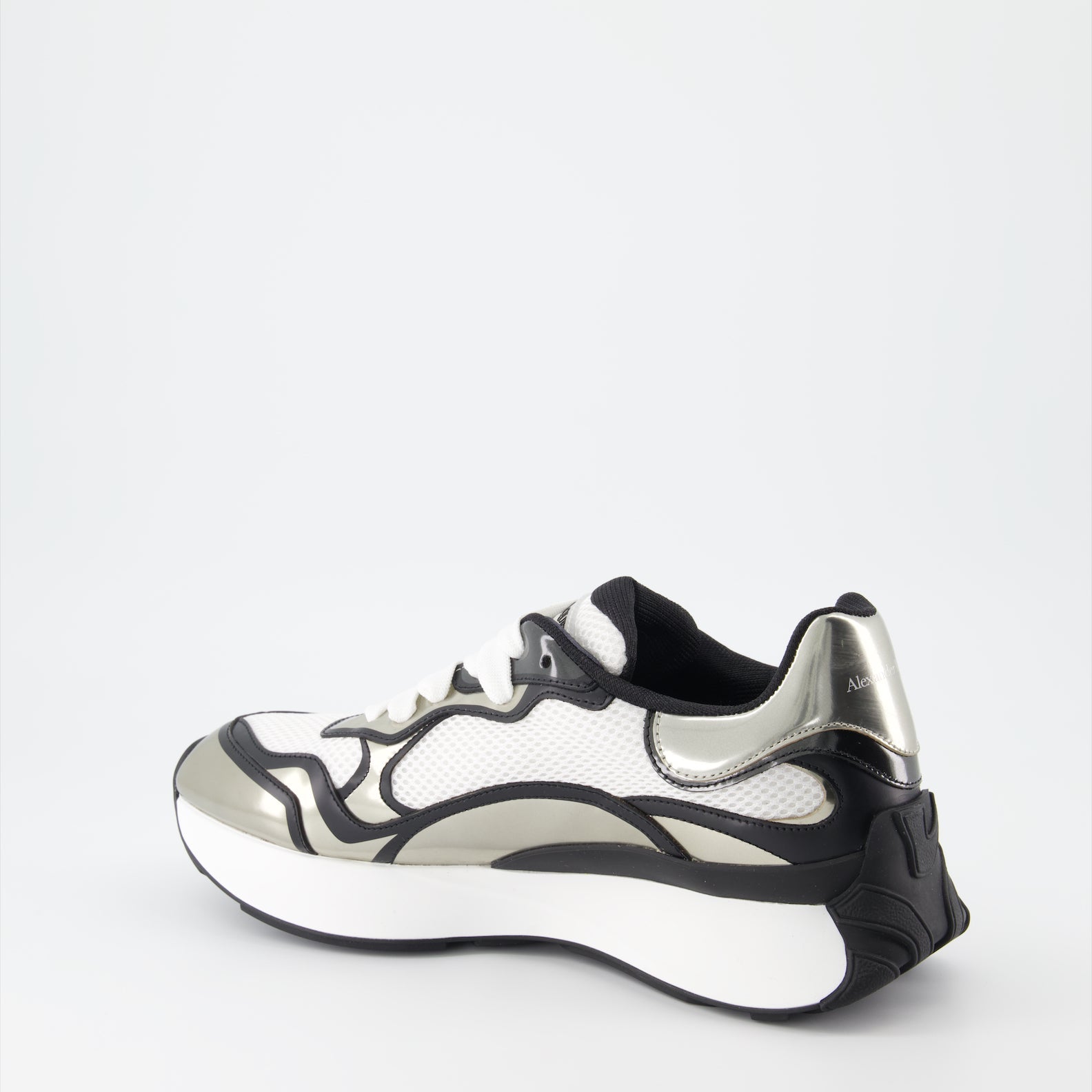 Alexander McQueen, men's luxury sneakers, metallic finish sneakers, high-end footwear, Sprint Runner Sneakers