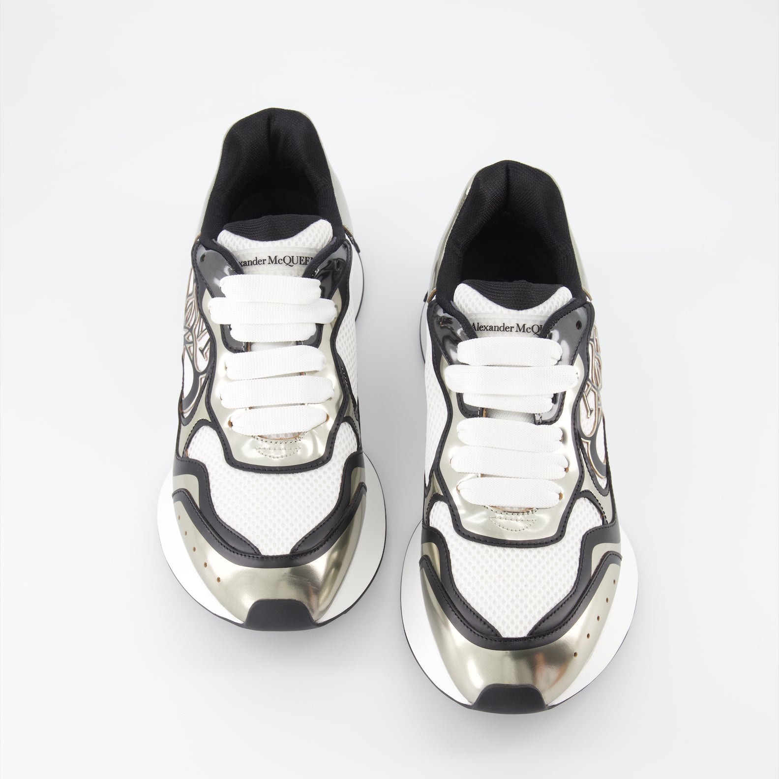 Alexander McQueen, men's luxury sneakers, metallic finish sneakers, high-end footwear, Sprint Runner Sneakers