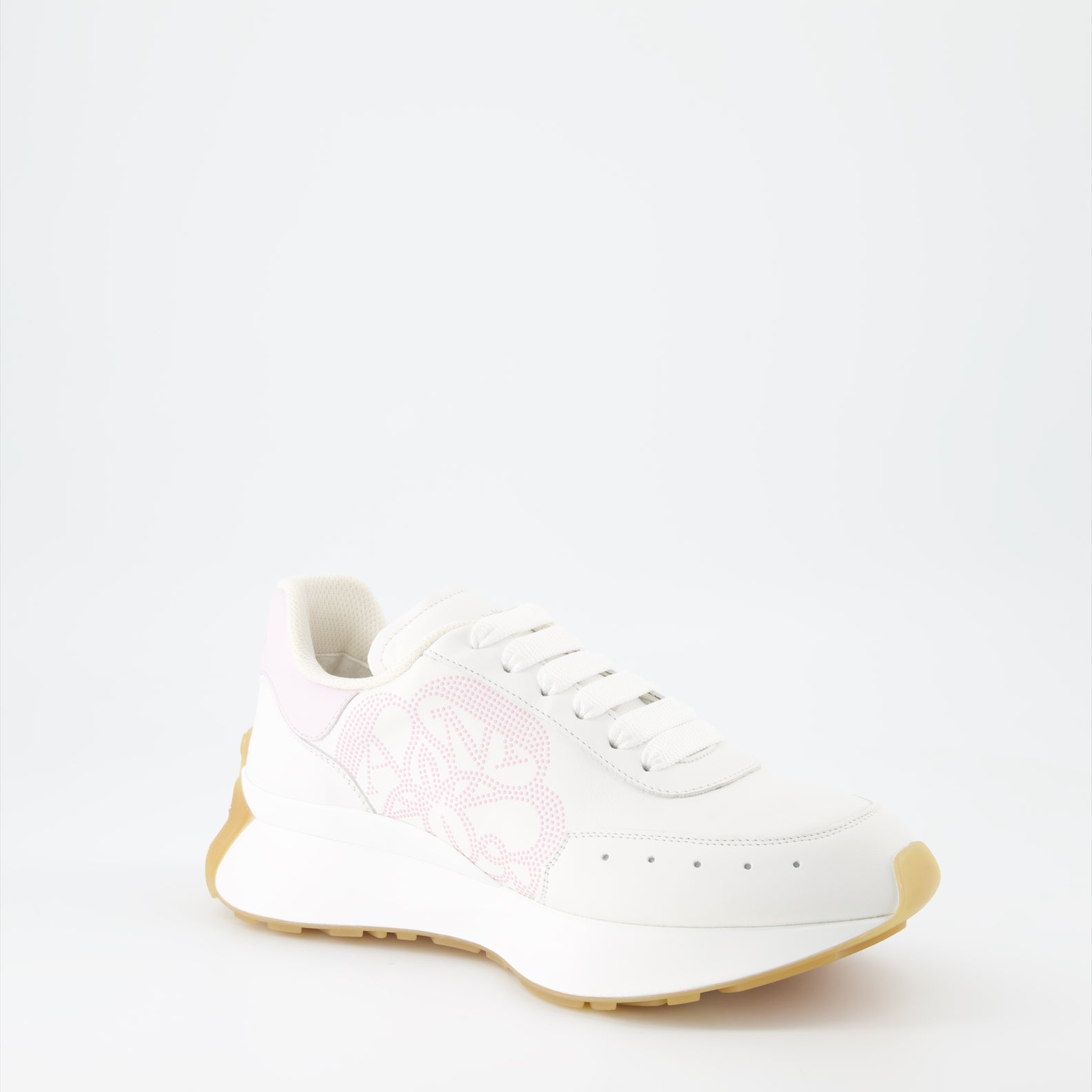 Alexander McQueen trainers, luxury women's footwear, Sprint Runner, white and pink sneakers, high-end fashion trainers