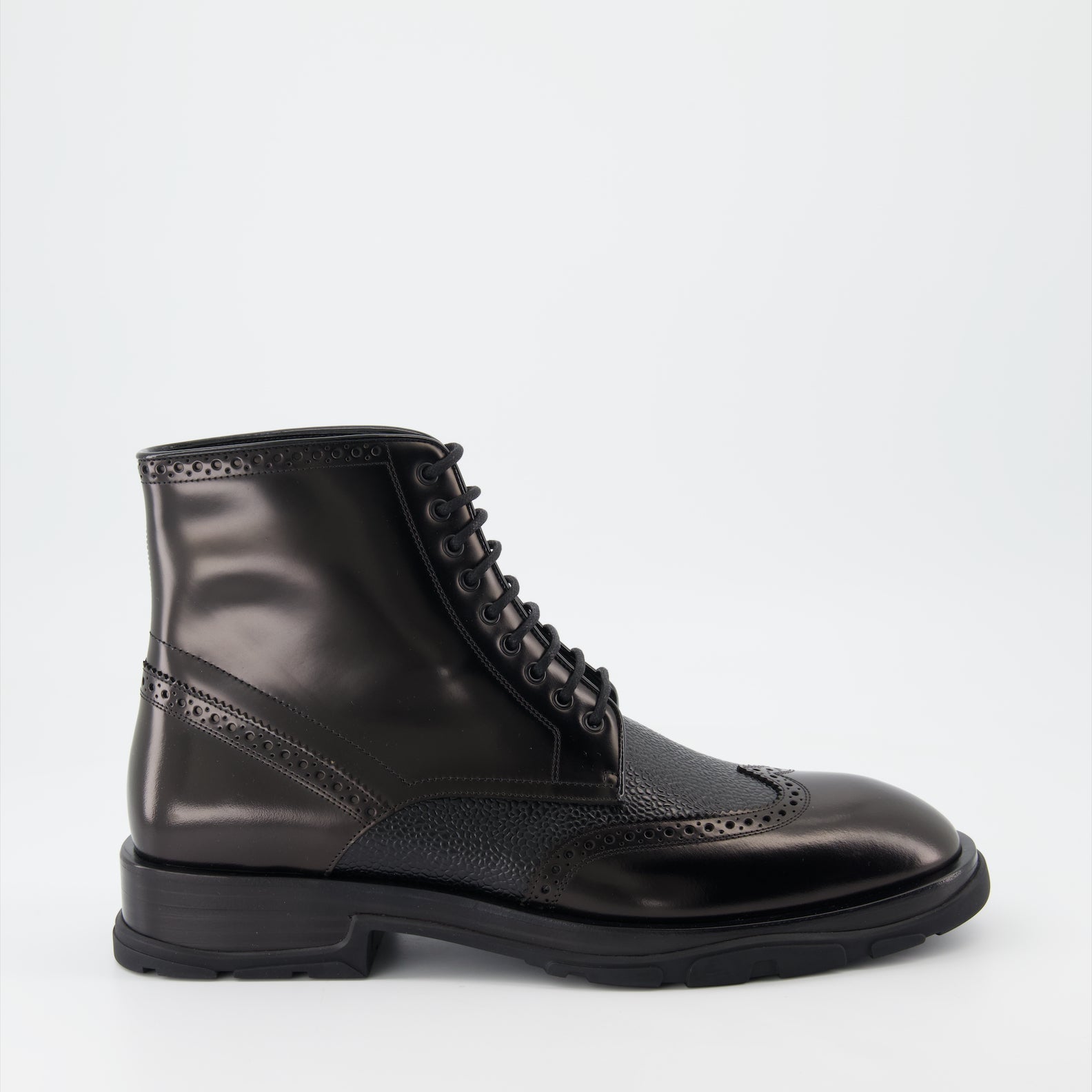 Alexander McQueen, Punk Boots, Men's Luxury Footwear, Lace-Up Boots, High-End Fashion