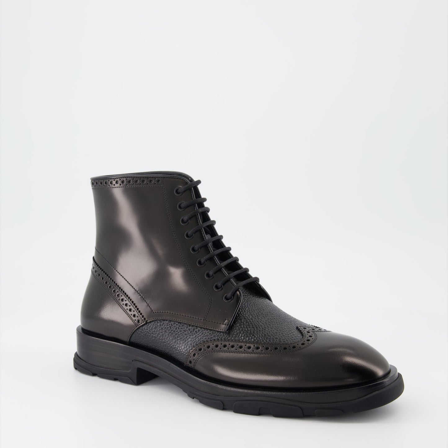 Alexander McQueen, Punk Boots, Men's Luxury Footwear, Lace-Up Boots, High-End Fashion