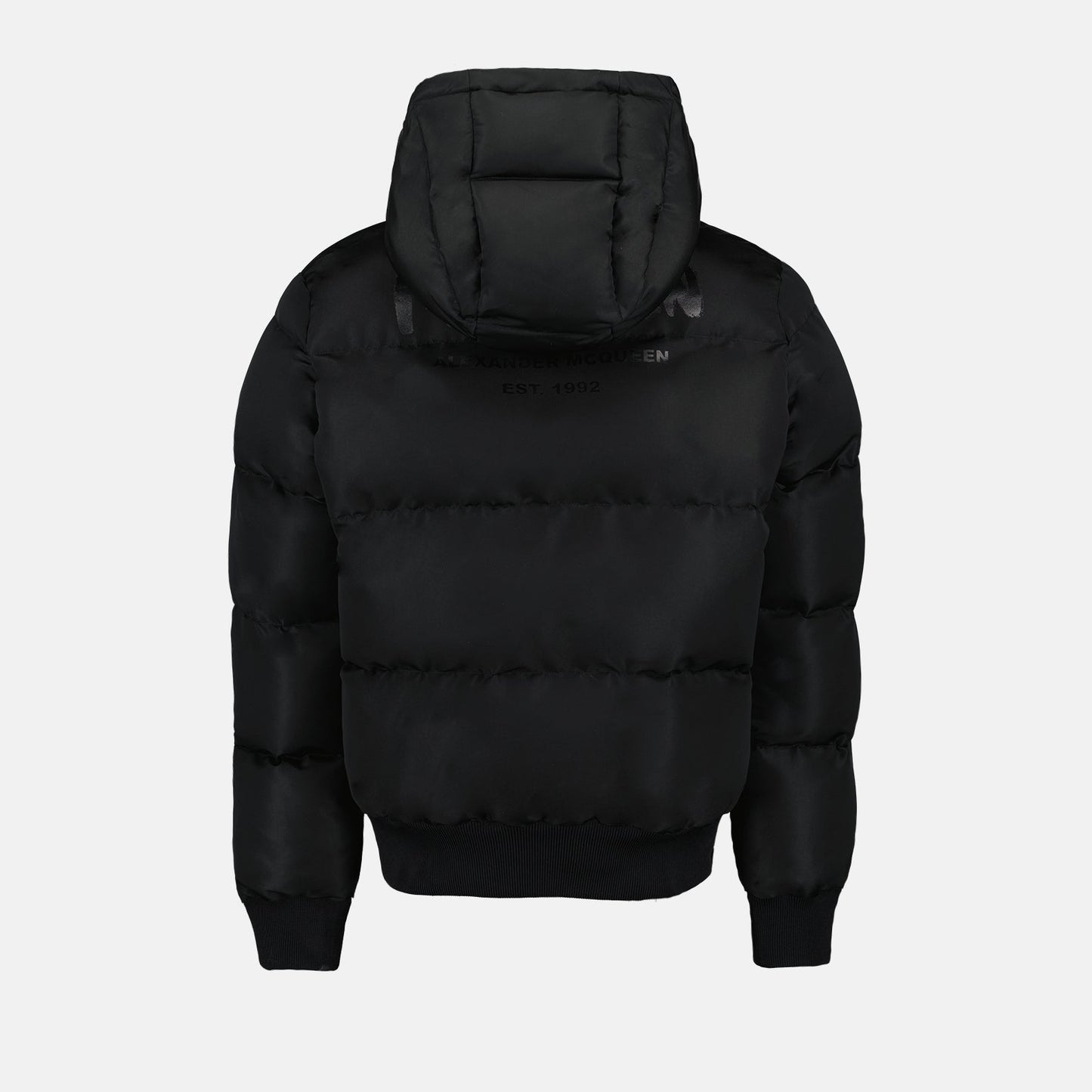 Alexander McQueen puffer jacket, men's luxury outerwear, black designer jacket, high-end winter coat, stylish men's jackets